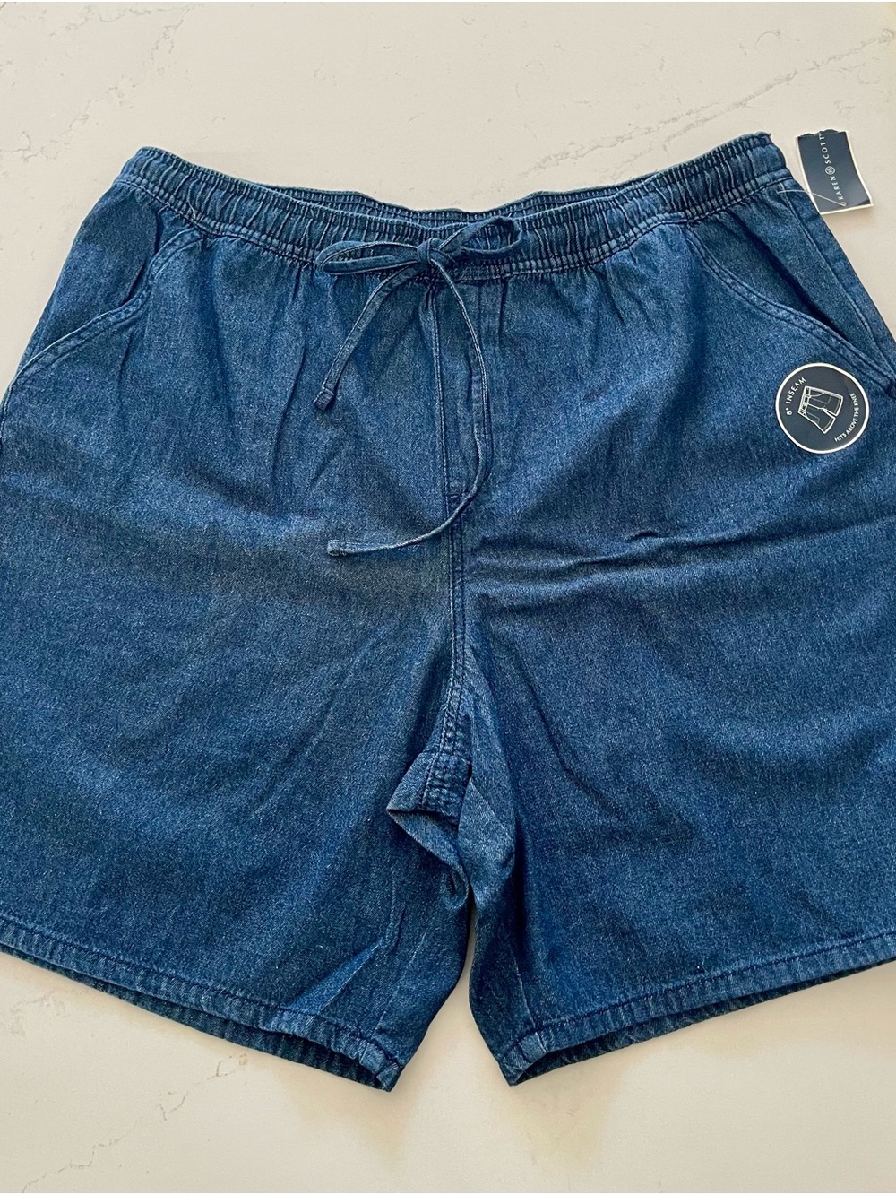 Karen Scott Dark Blue Denim Drawstring Shorts